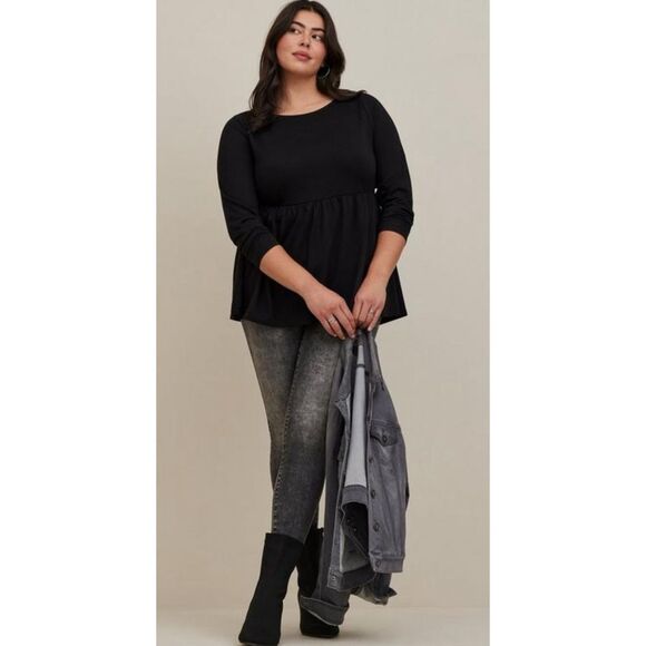 Torrid Lightweight French Terry Babydoll Crewneck Top - Size 2X - Picture 6 of 9